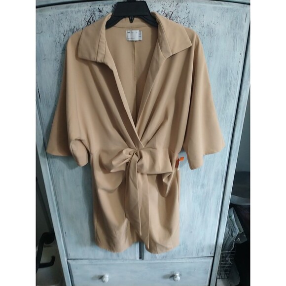 Asus Wide Sleeve Thai Front Knee Length Dress Sz 8 Tan Boho Cottage Core... - Picture 2 of 9